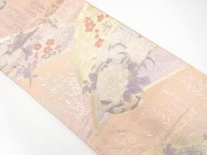 牡丹に花模様織り出し　袋帯